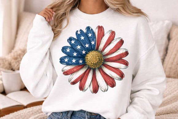 Celebrate in Style with Patriotic Floral Daisy PNG