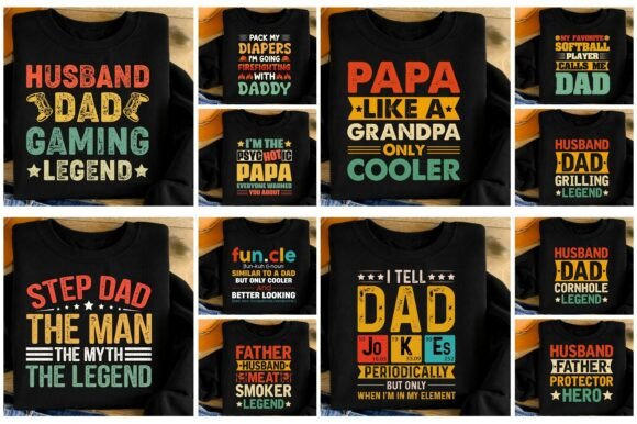 Funny Dad Papa Father’s Day T-Shirt PNG Bundle: Your Ultimate Design Toolkit