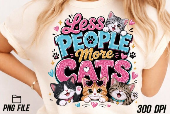 Funny Less People More Cats Kitten PNG: The Ultimate Design Asset
