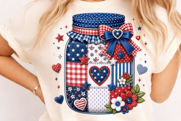 Patriotic Patchwork Mason Jar: A Fresh 4th of July Design