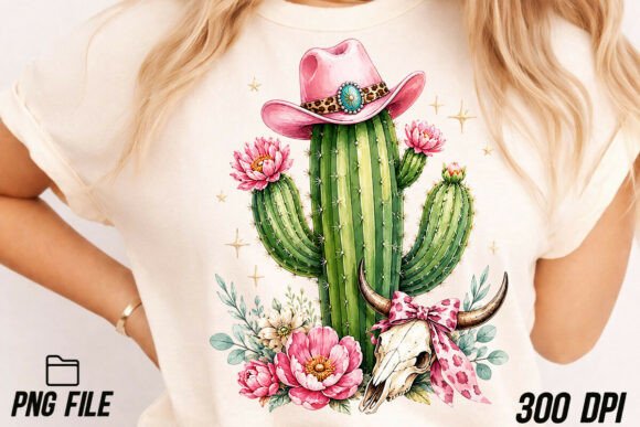 Preppy Western Hand Painted Cactus PNG: A Designer's Desert Gem