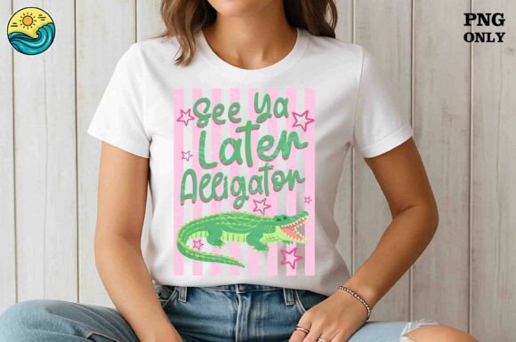 See Ya Later Alligator Pink Stripes Png: Retro Charm Meets Modern Design