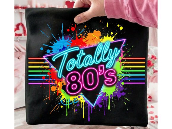 Totally 80s Retro Neon Tshirt Design: A Bold Throwback