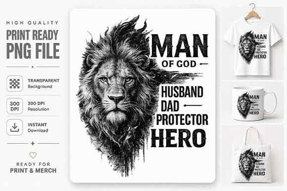 Unleash Faith and Strength with the Faith Dad Lion Shirt PNG