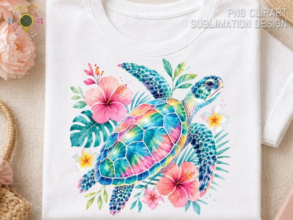 Watercolor Sea Turtle Tropical Floral: Bring Coastal Beauty to Your Creations
